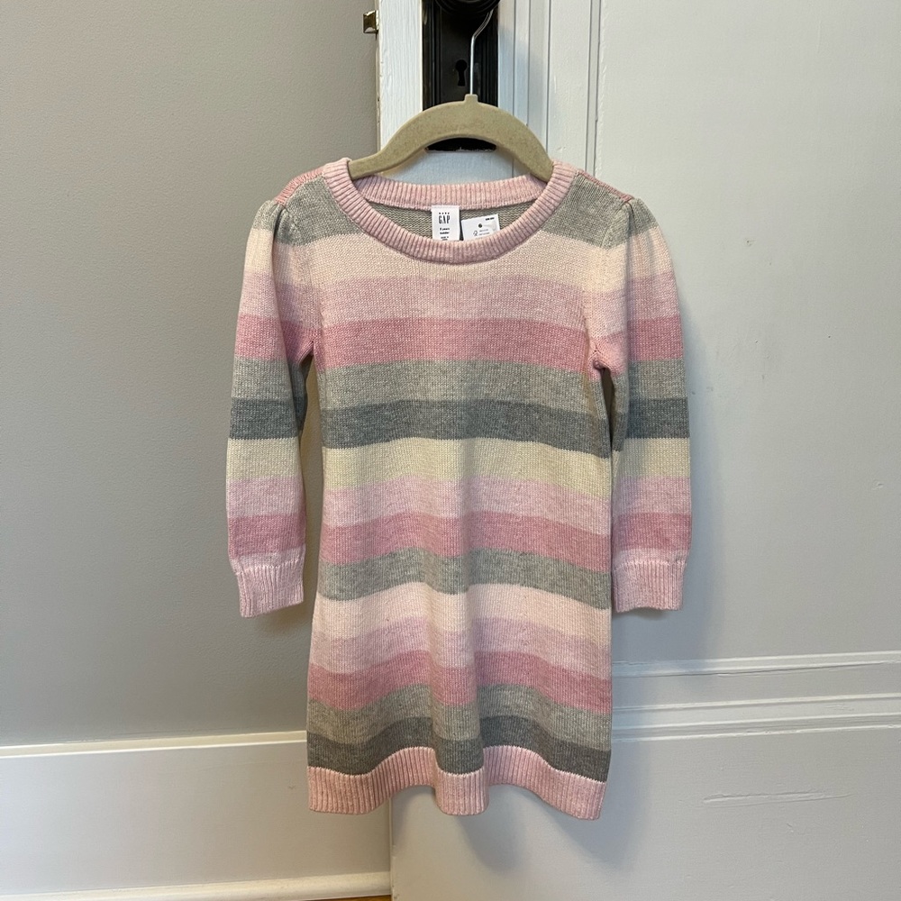 Pink and gray striped sweater dress, GAP 3 T NWT